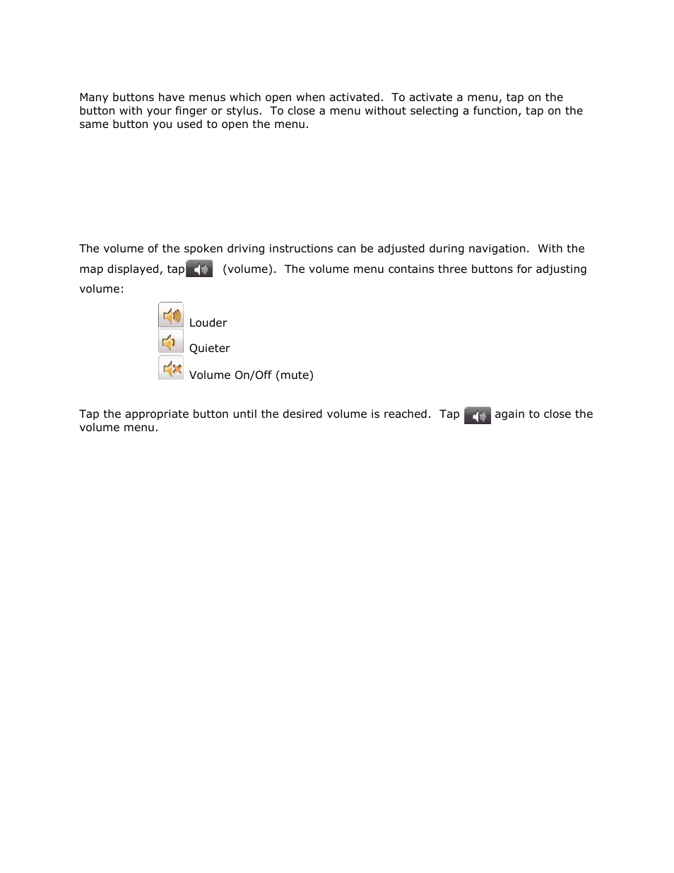 Menus, Volume control | RightWay GPS Navigator RW 355 User Manual | Page 17 / 120