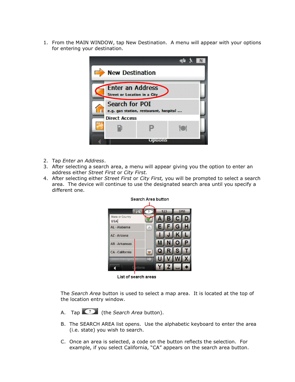 Enter an address | RightWay GPS Navigator RW 355 User Manual | Page 22 / 120
