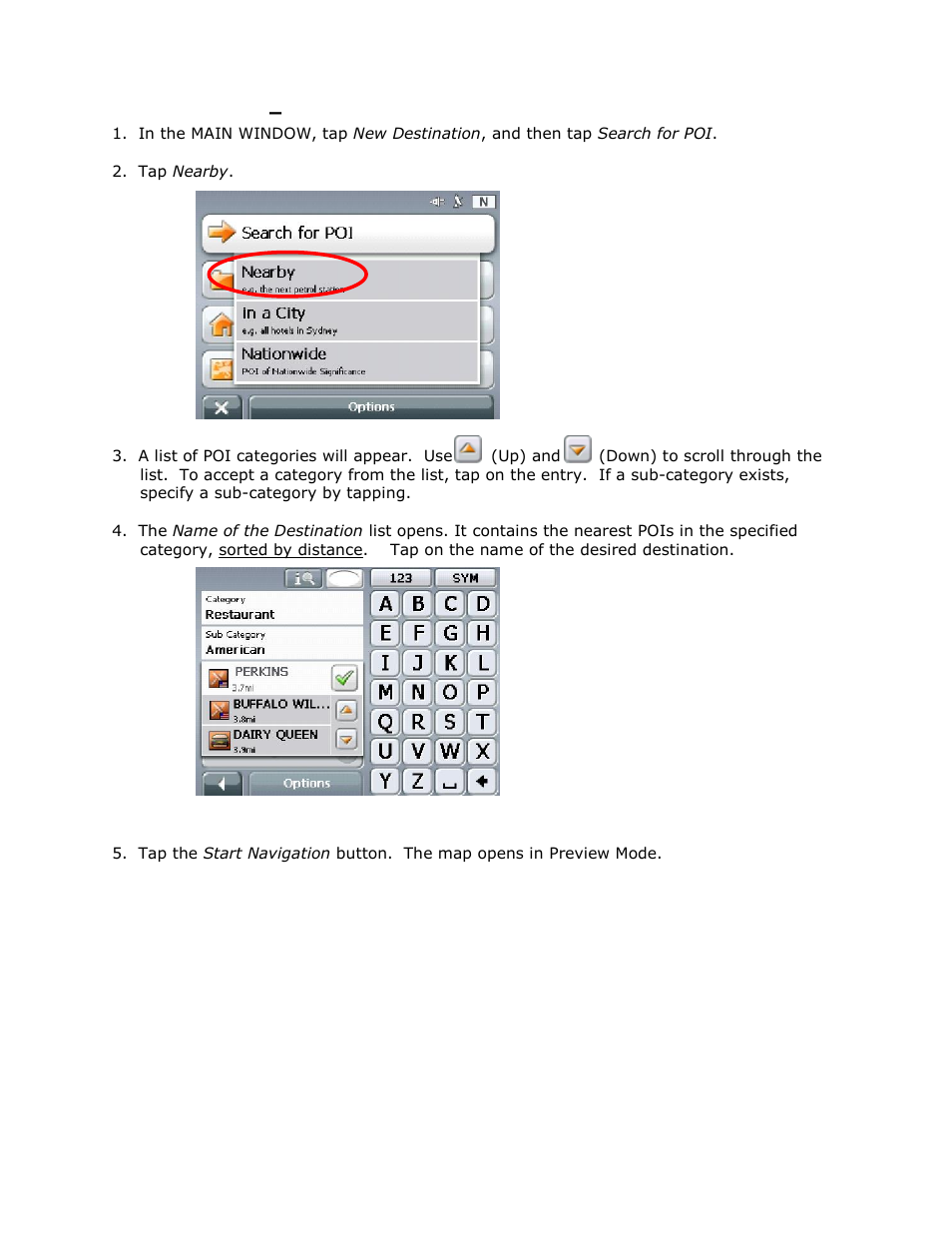 Search for poi – nearby | RightWay GPS Navigator RW 355 User Manual | Page 27 / 120