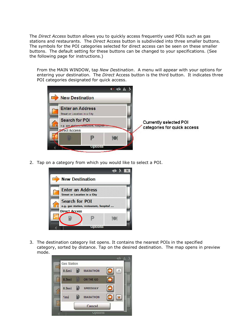 Direct access | RightWay GPS Navigator RW 355 User Manual | Page 30 / 120