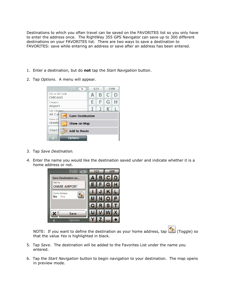 Favorites | RightWay GPS Navigator RW 355 User Manual | Page 33 / 120