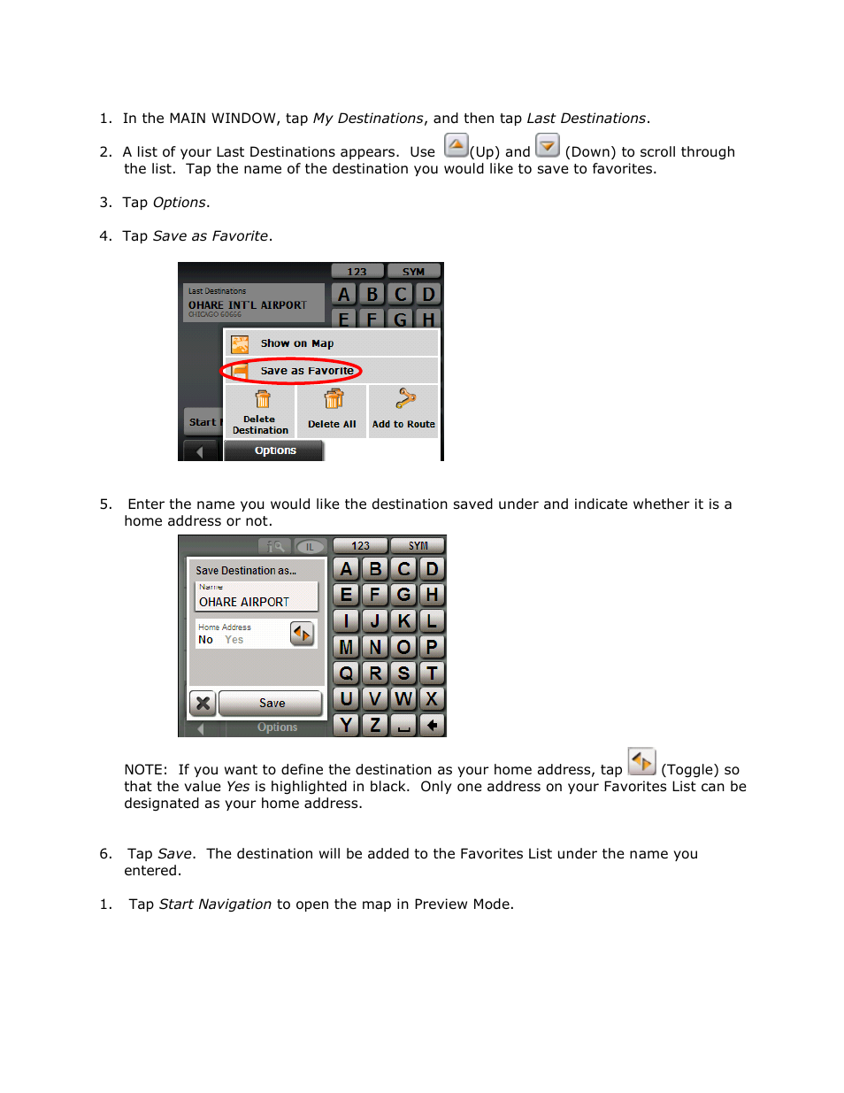 Adding a favorite from the last destinations list | RightWay GPS Navigator RW 355 User Manual | Page 41 / 120