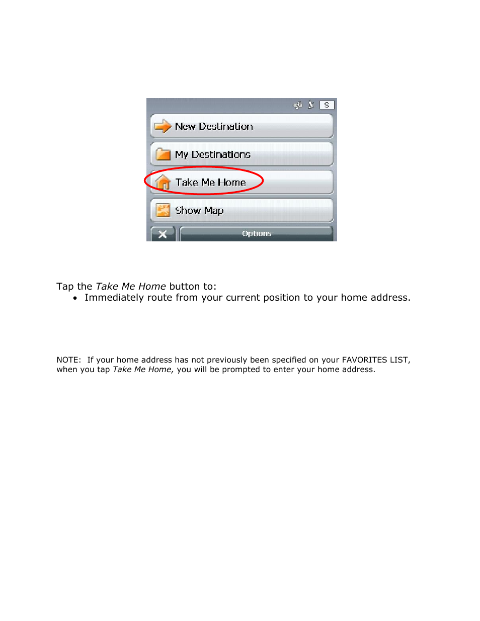 The take me home button | RightWay GPS Navigator RW 355 User Manual | Page 42 / 120