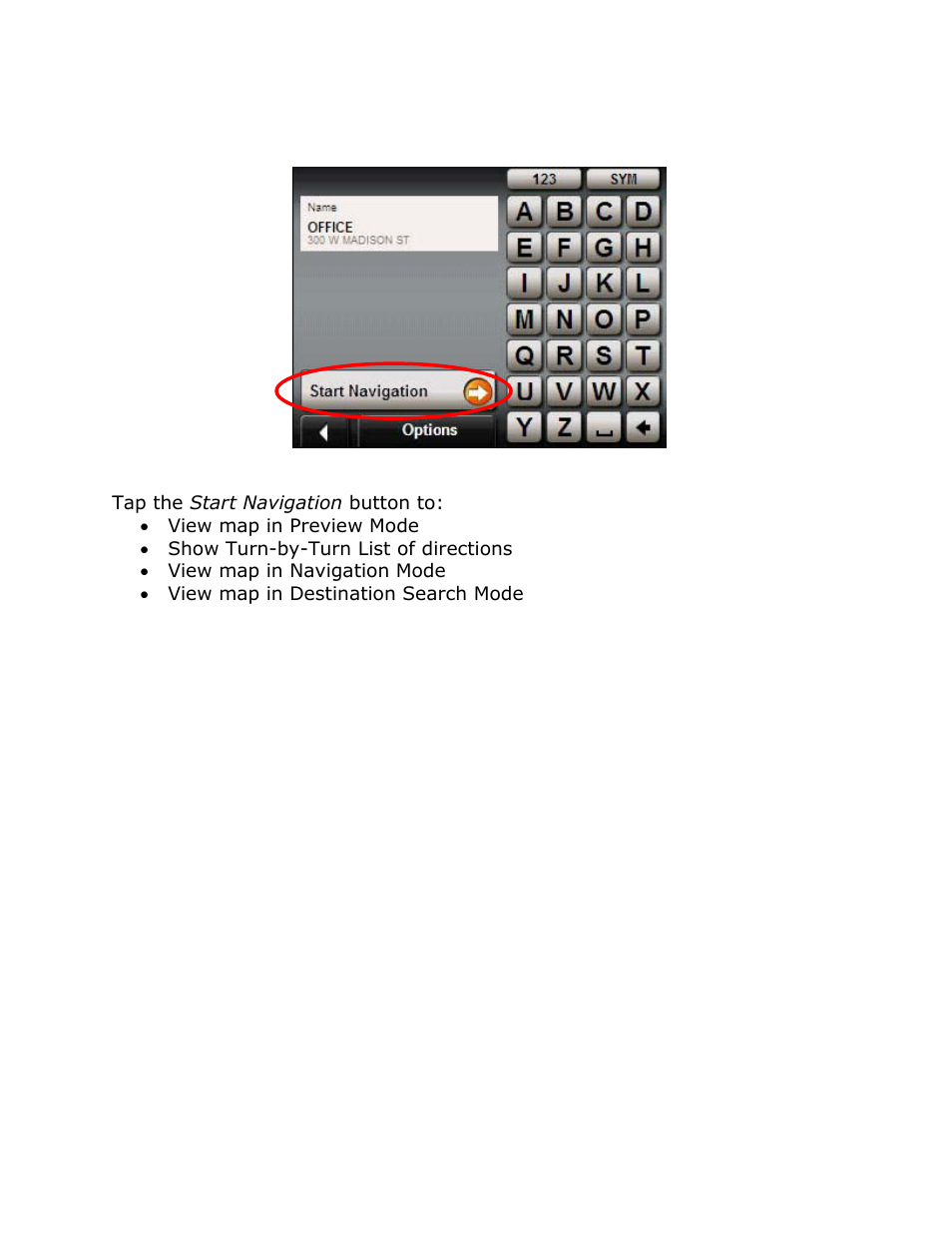 The start navigation button | RightWay GPS Navigator RW 355 User Manual | Page 45 / 120