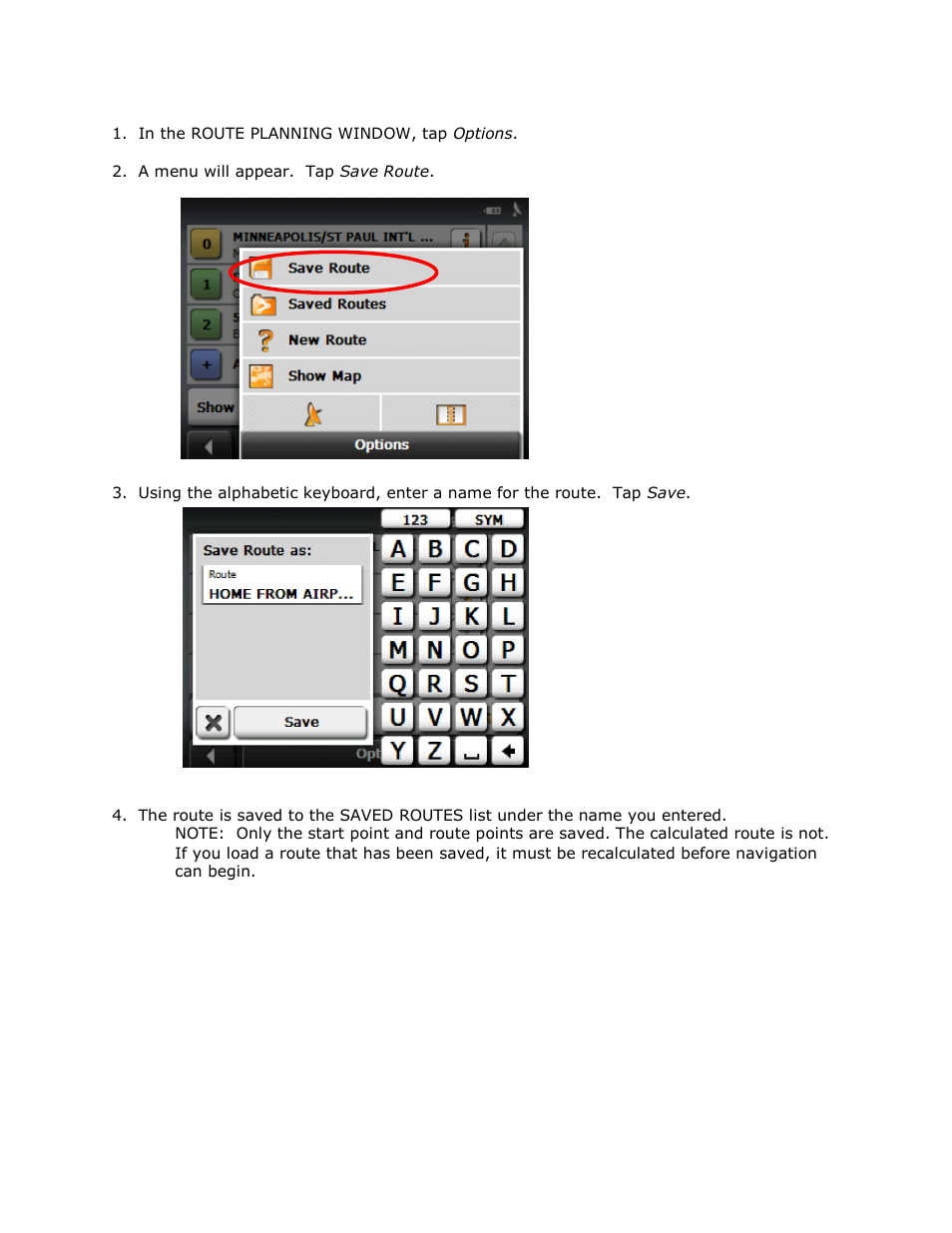 Saving routes | RightWay GPS Navigator RW 355 User Manual | Page 63 / 120