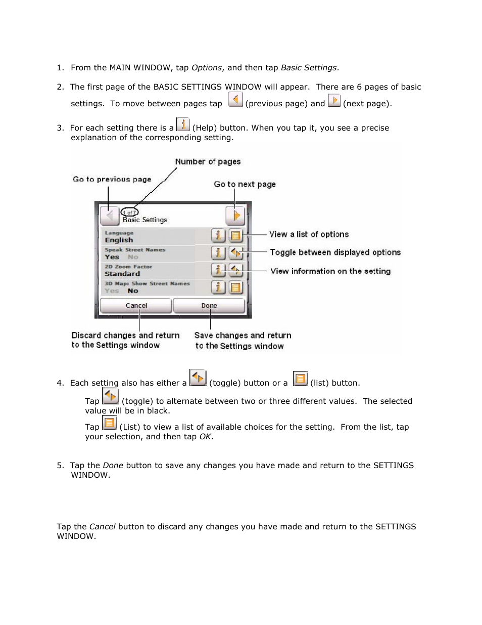 Changing basic settings options | RightWay GPS Navigator RW 355 User Manual | Page 71 / 120