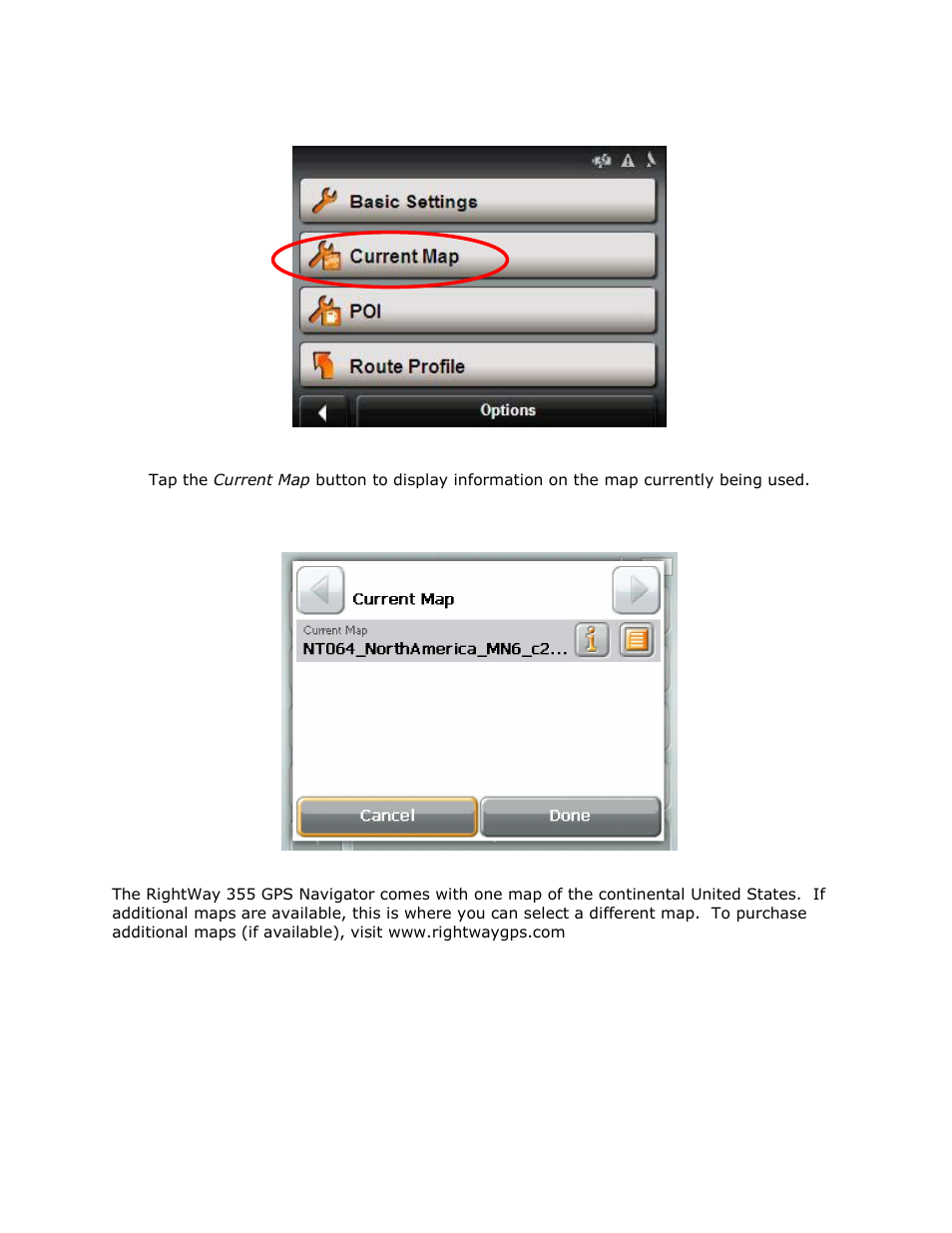 Current map settings | RightWay GPS Navigator RW 355 User Manual | Page 75 / 120