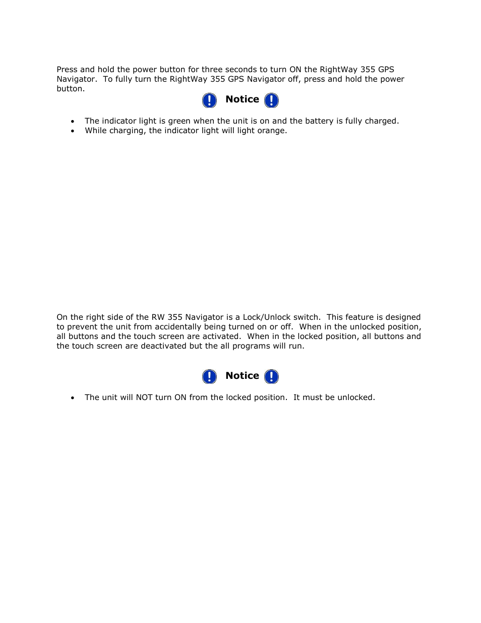 Powering on & off, Lock/unlock switch | RightWay GPS Navigator RW 355 User Manual | Page 8 / 120