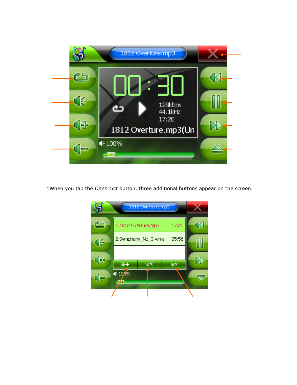 Music player buttons | RightWay GPS Navigator RW 355 User Manual | Page 93 / 120