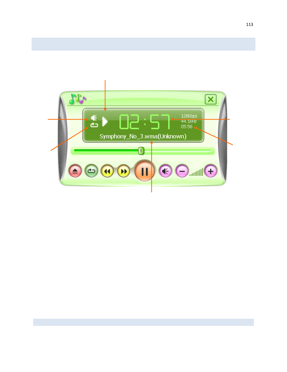 Music player screen | RightWay GPS Navigator RW 430 User Manual | Page 113 / 143