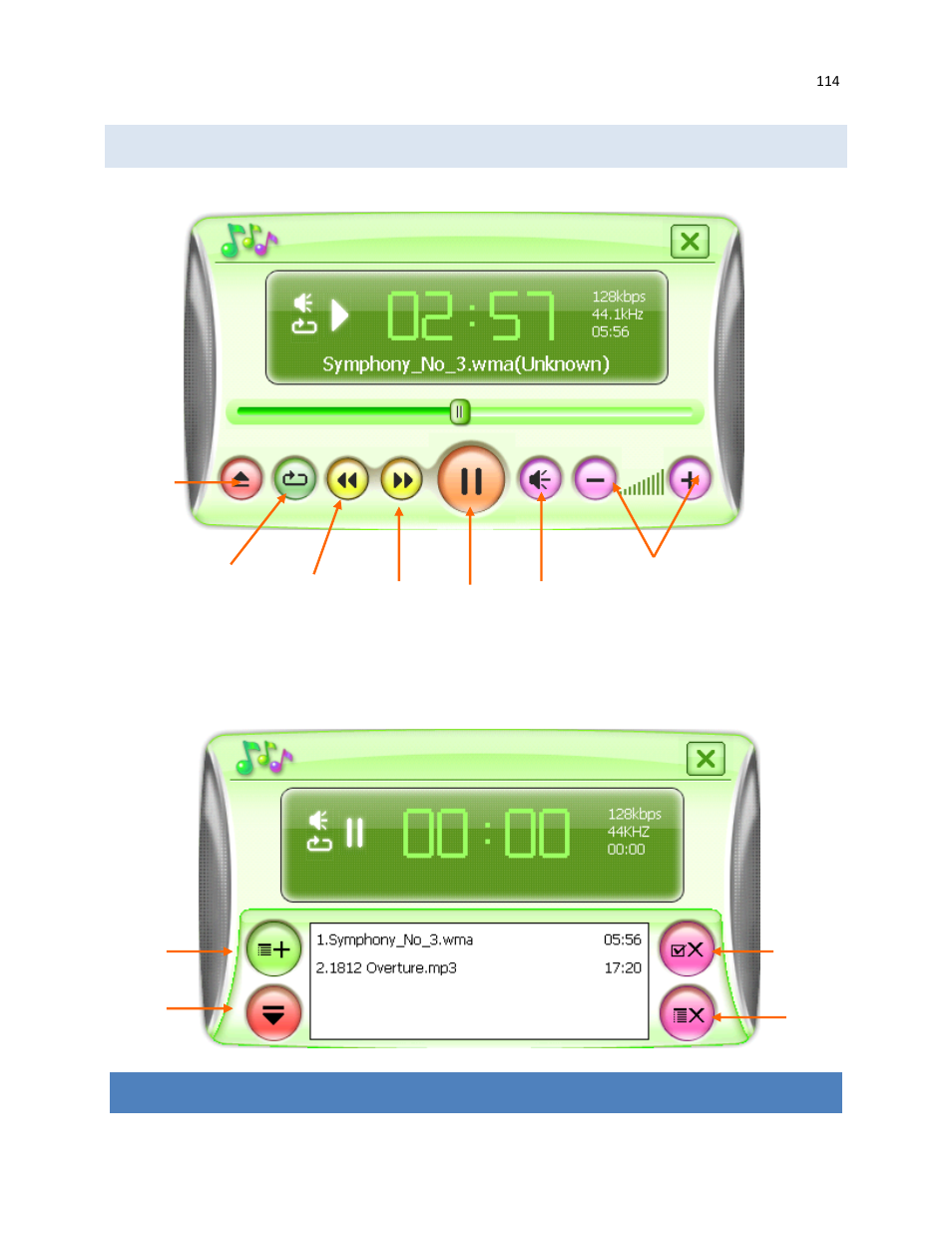 Music player buttons, Movie viewer | RightWay GPS Navigator RW 430 User Manual | Page 114 / 143