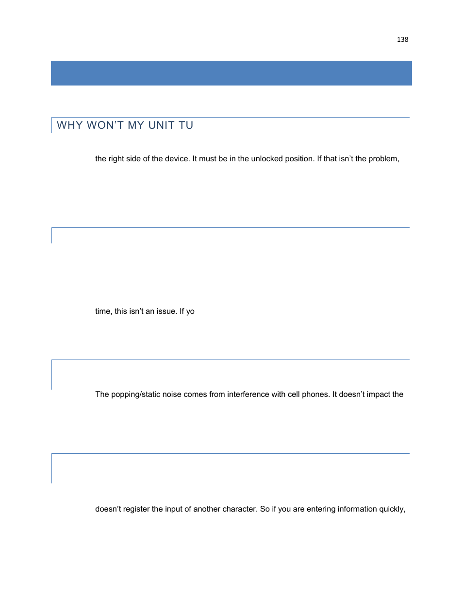 Frequently asked questions, Why won’t my unit turn on, Why am i unable to get a gps signal or fix | RightWay GPS Navigator RW 430 User Manual | Page 138 / 143