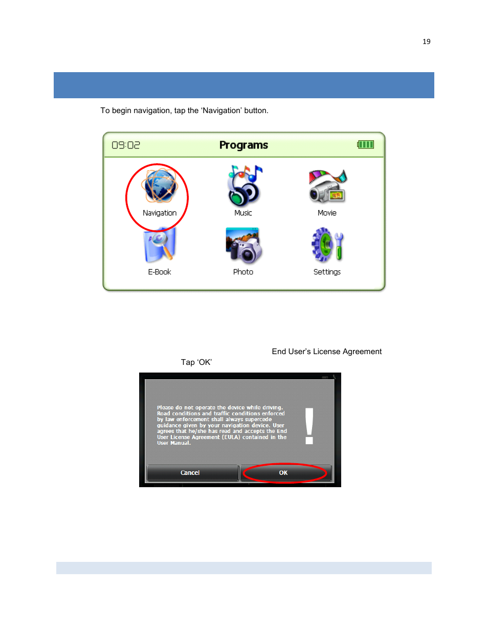 Navigation | RightWay GPS Navigator RW 430 User Manual | Page 19 / 143