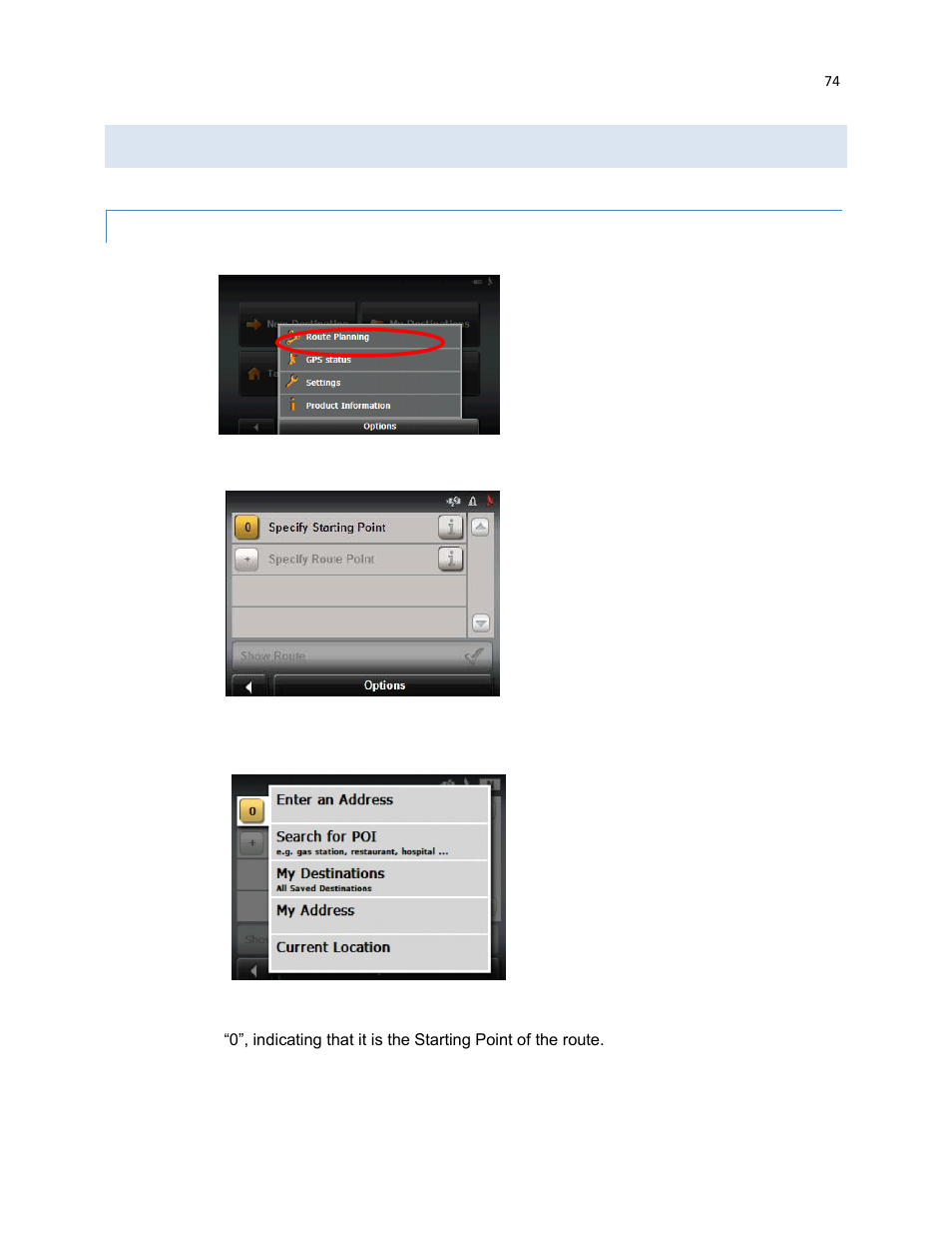 Route planning, Creating a route | RightWay GPS Navigator RW 430 User Manual | Page 74 / 143