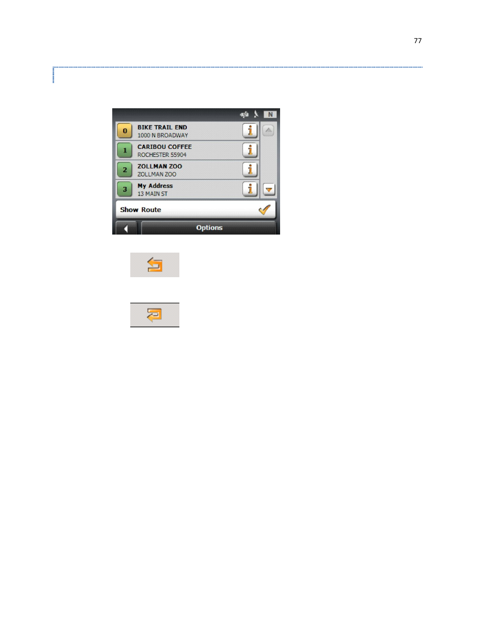 Changing the order of route points | RightWay GPS Navigator RW 430 User Manual | Page 77 / 143