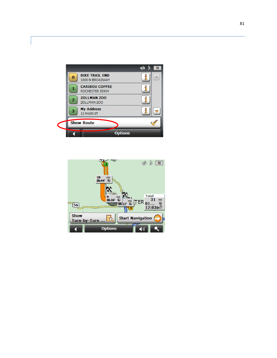 Show route | RightWay GPS Navigator RW 430 User Manual | Page 81 / 143