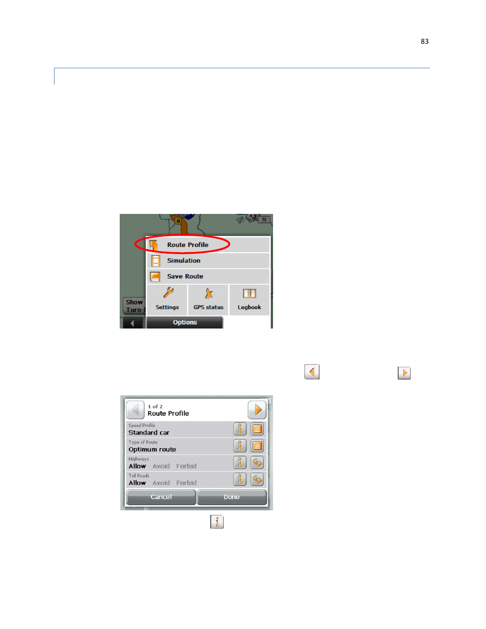 Viewing route profile | RightWay GPS Navigator RW 430 User Manual | Page 83 / 143