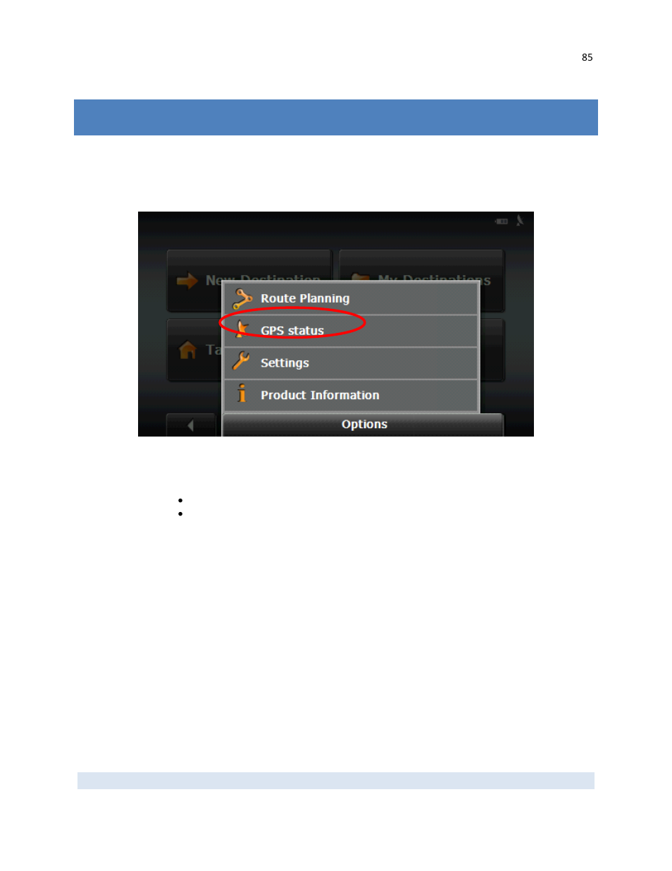 Gps status | RightWay GPS Navigator RW 430 User Manual | Page 85 / 143