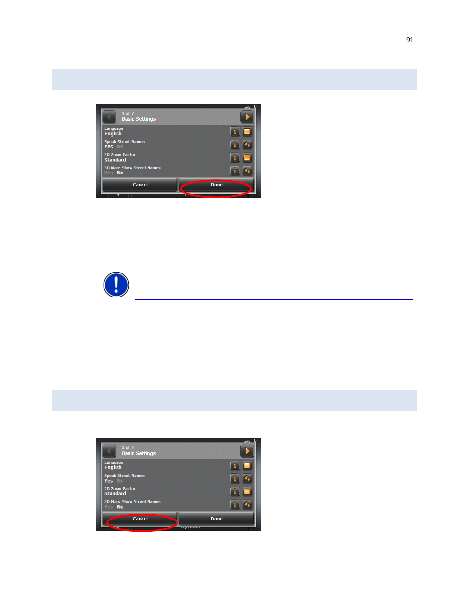 Saving your changes, Canceling your changes | RightWay GPS Navigator RW 430 User Manual | Page 91 / 143