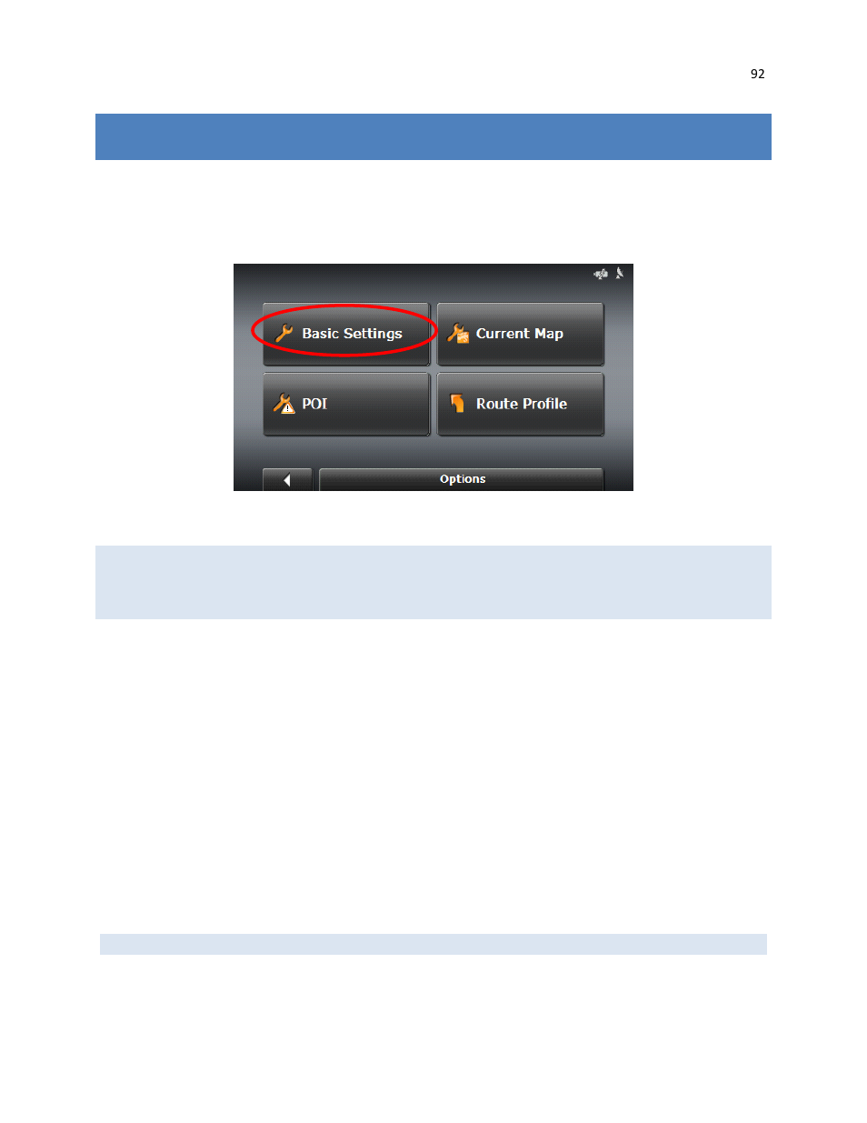 Basic settings, Setting which can be changed | RightWay GPS Navigator RW 430 User Manual | Page 92 / 143