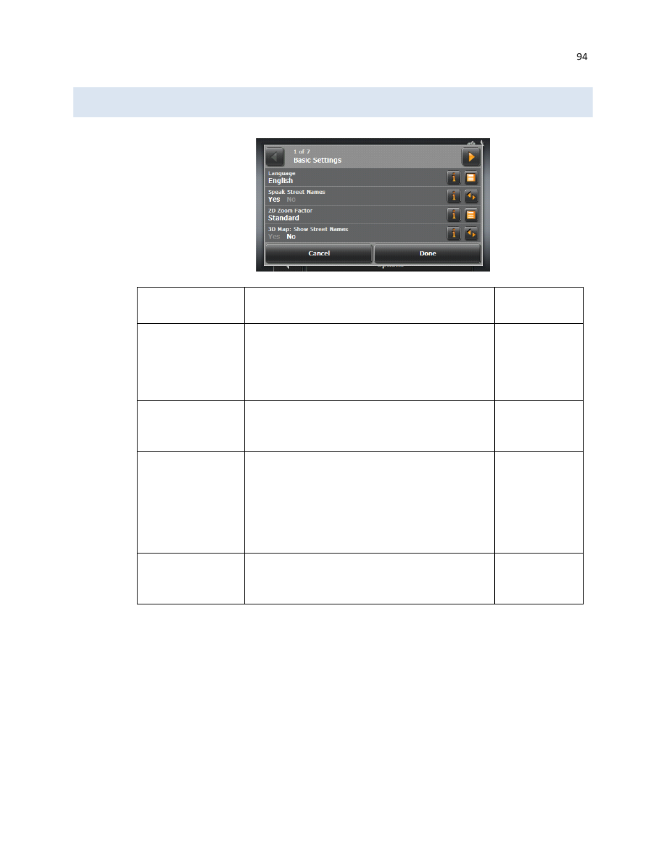 Basic settings & their options | RightWay GPS Navigator RW 430 User Manual | Page 94 / 143