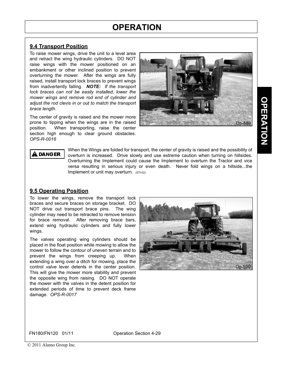 4 transport position, 5 operating position, Operation | Opera t ion | Rhino Mounts FN120 User Manual | Page 131 / 194