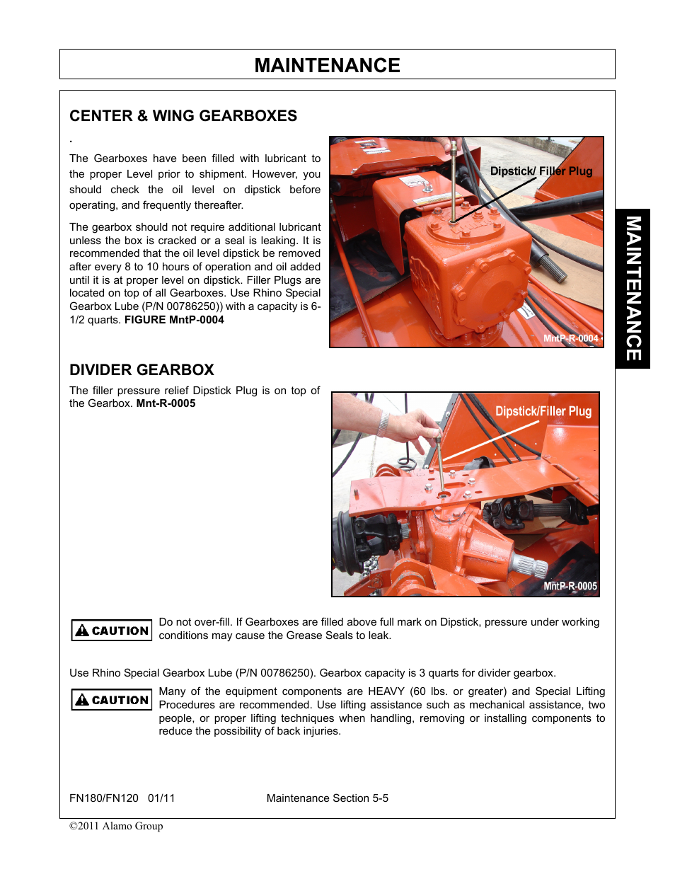 Center & wing gearboxes, Maintenance | Rhino Mounts FN120 User Manual | Page 157 / 194