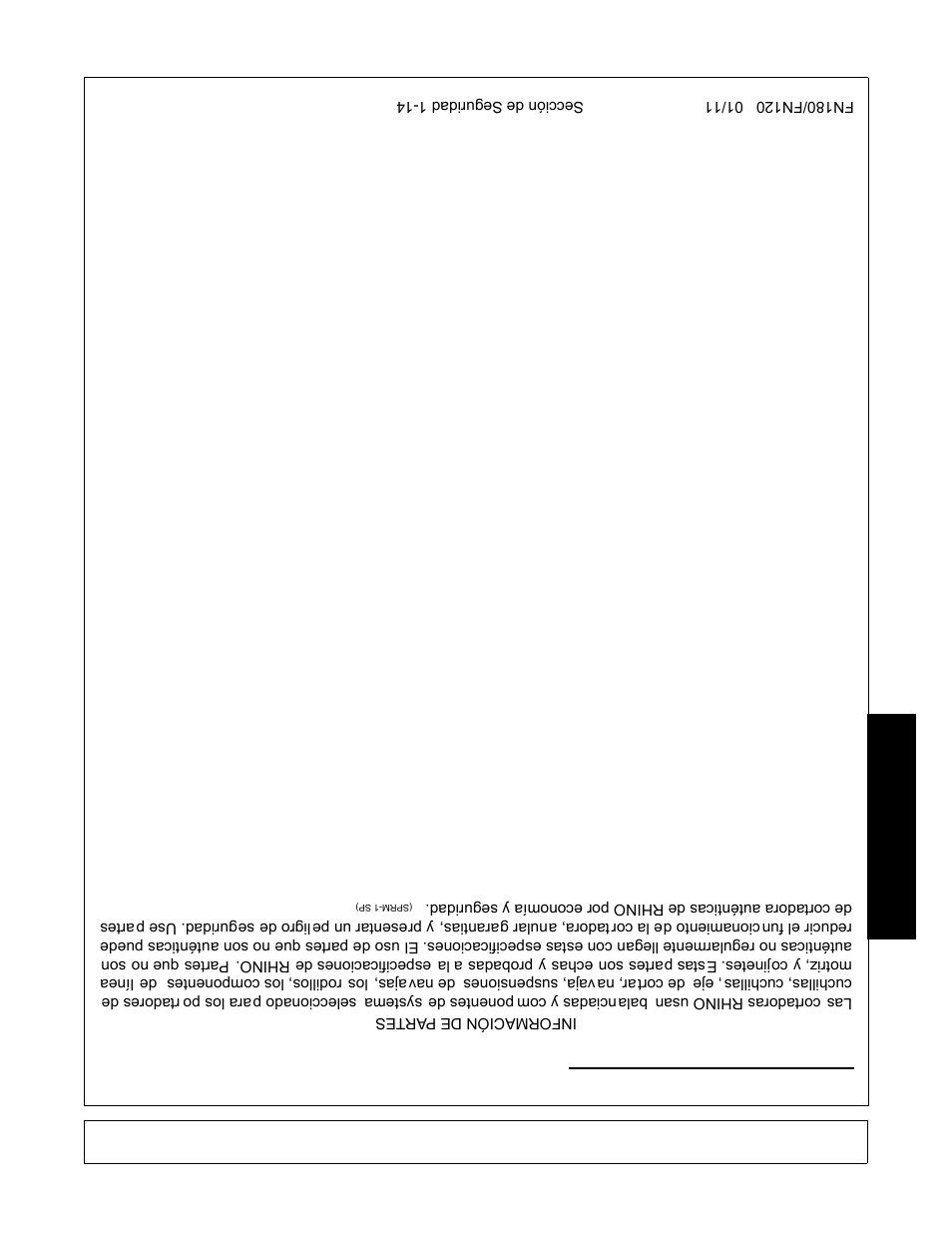 Seguridad, Información de pa rtes | Rhino Mounts FN120 User Manual | Page 175 / 194
