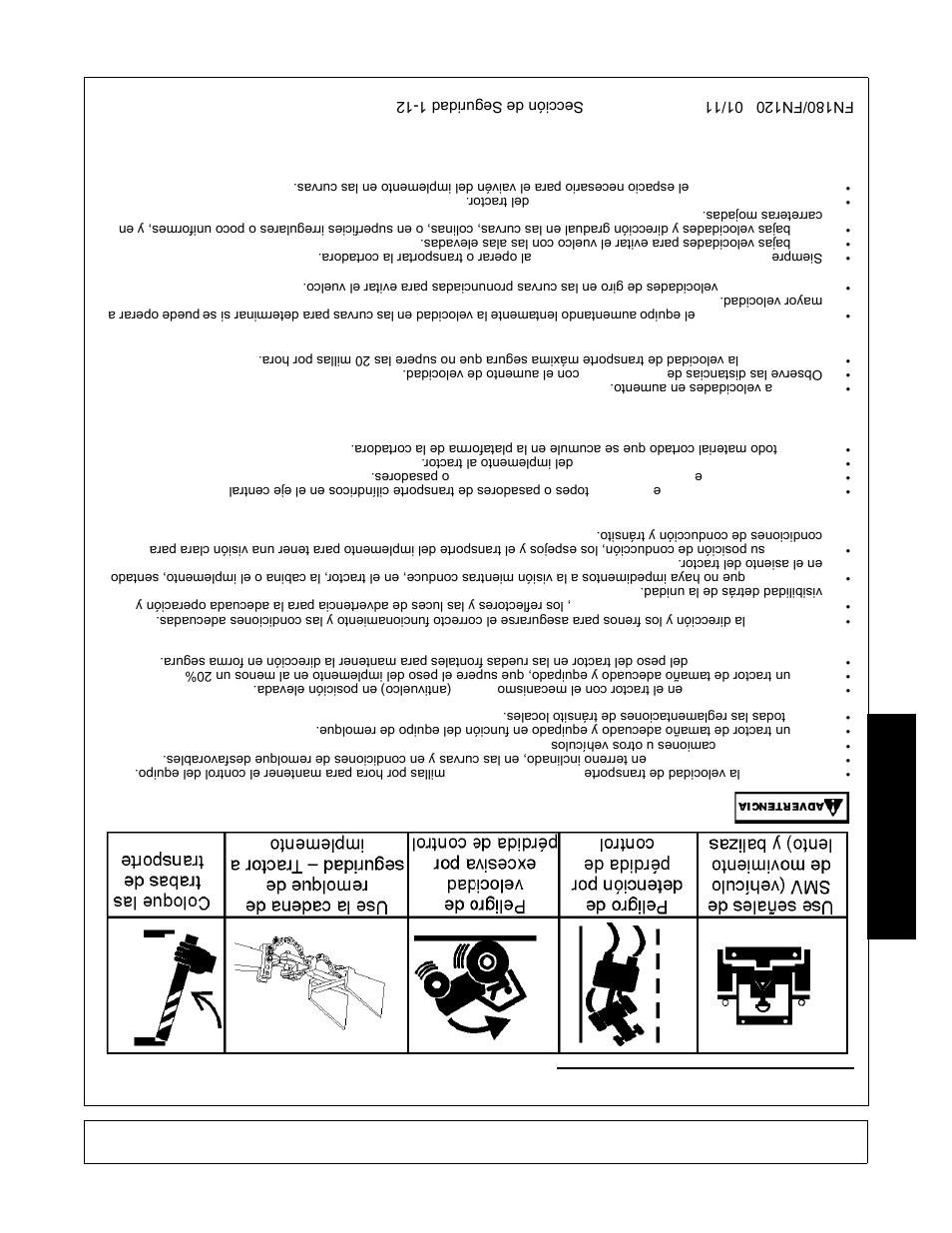 Seguridad, Riesgos en transporte | Rhino Mounts FN120 User Manual | Page 177 / 194