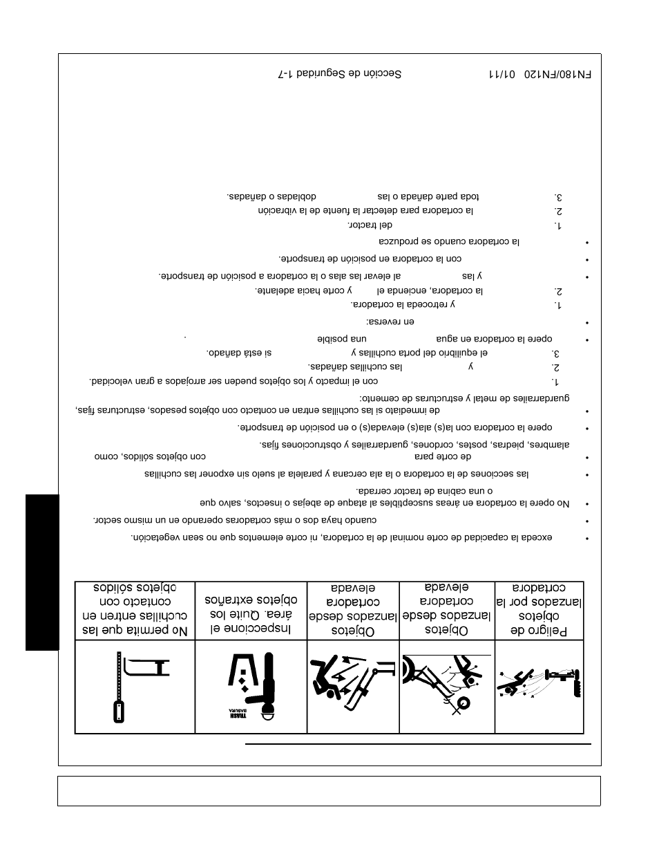 Seguridad, Riesgo de objectos lanzados continuado | Rhino Mounts FN120 User Manual | Page 182 / 194