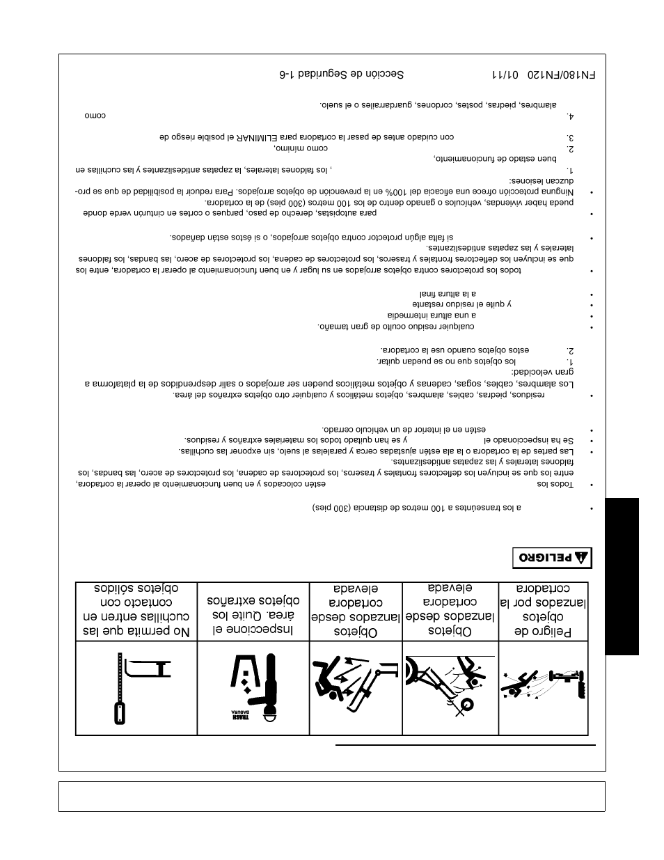 Seguridad, Riesgo de objectos lanzados | Rhino Mounts FN120 User Manual | Page 183 / 194