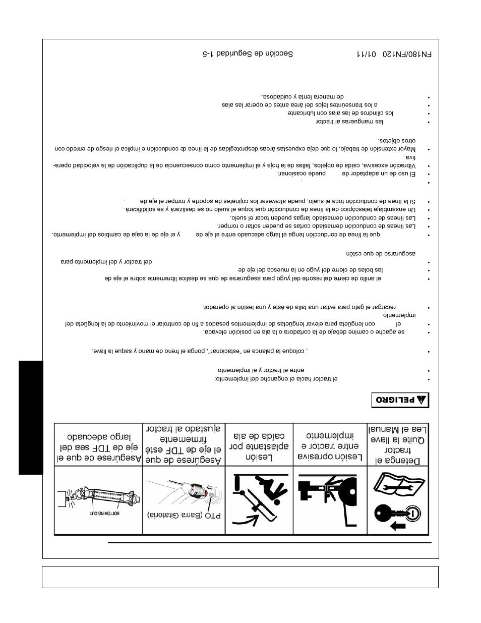 Seguridad, Seguridad de conectar o desconect ar implemento | Rhino Mounts FN120 User Manual | Page 184 / 194