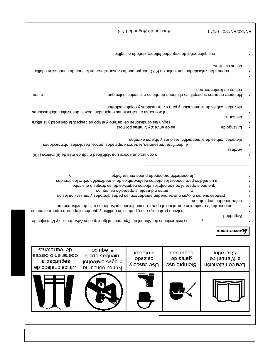 Seguridad, Seguridad del operador, Se guridad de ope ración general | Rhino Mounts FN120 User Manual | Page 186 / 194