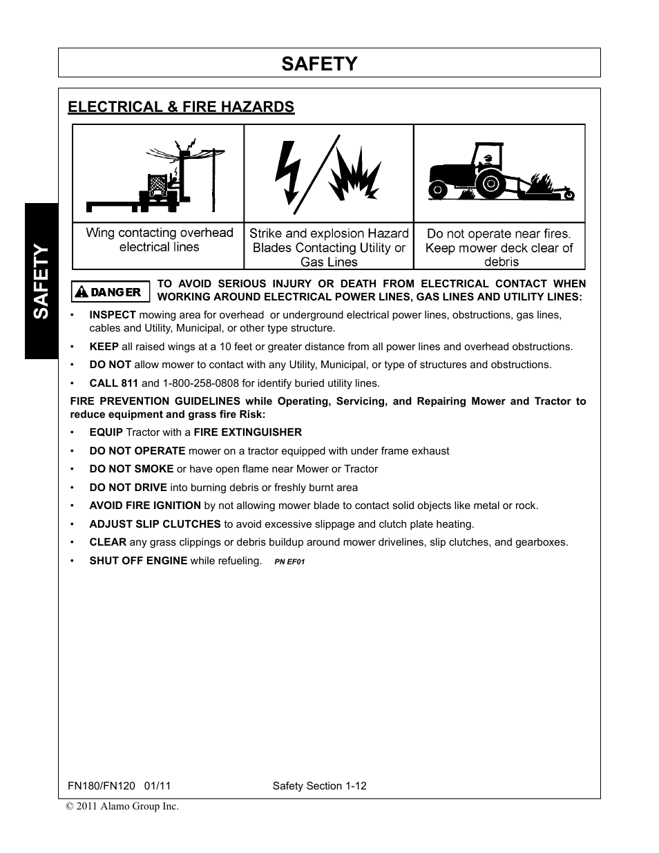 Electrical & fire hazards, Safety | Rhino Mounts FN120 User Manual | Page 20 / 194