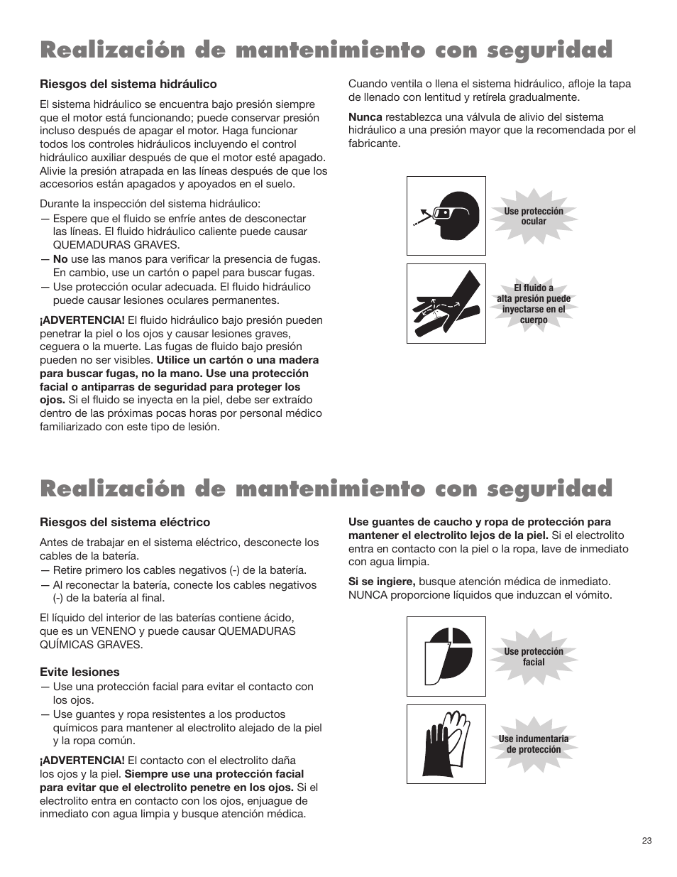 Realización de mantenimiento con seguridad | Rhino Mounts FN120 User Manual | Page 83 / 194