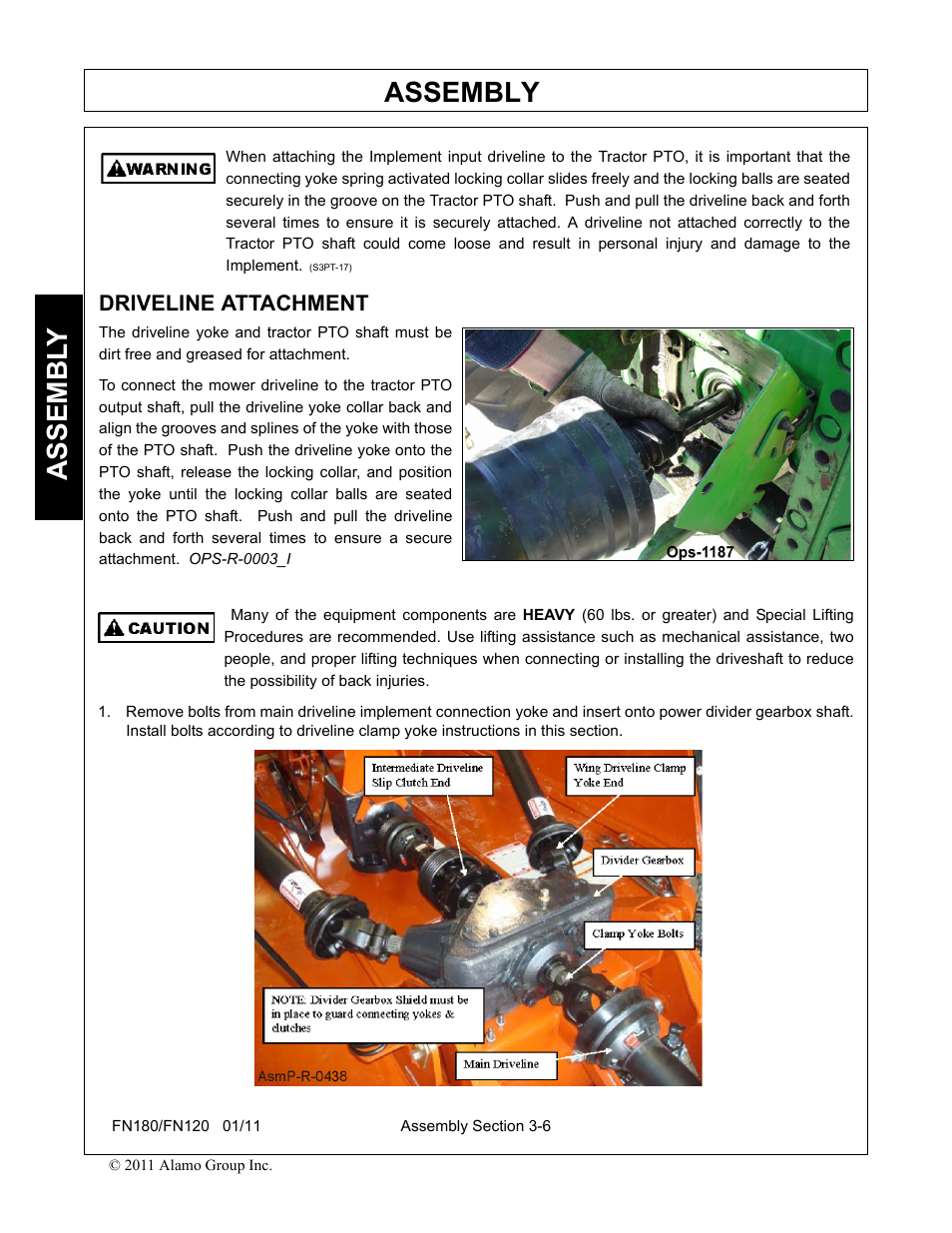 Driveline attachment, Assembly, Assembl y | Rhino Mounts FN120 User Manual | Page 98 / 194