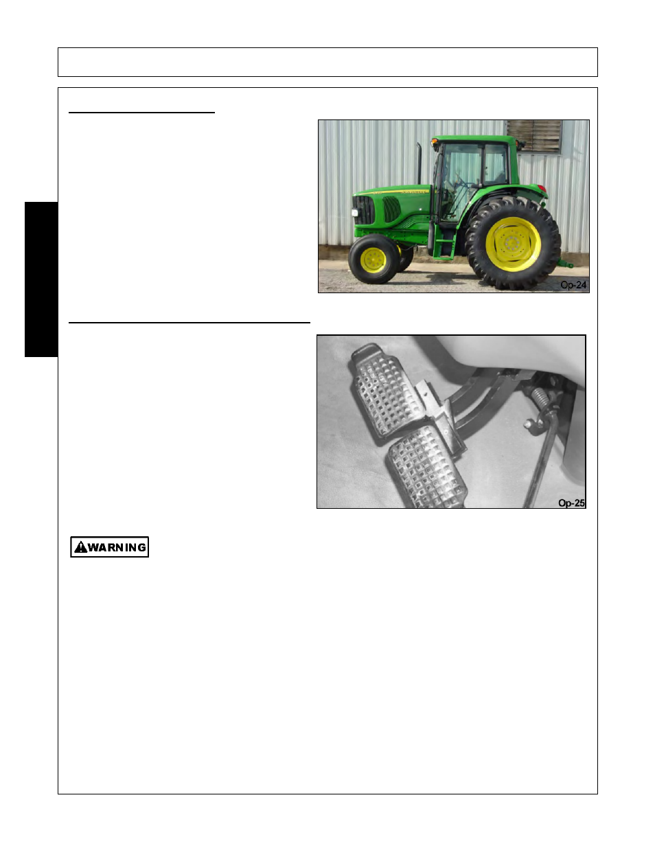 1 starting the tractor, 2 brake and differential lock setting, Operation | Opera t ion | Rhino Mounts SE42 User Manual | Page 106 / 138