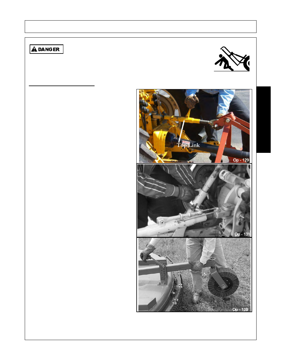 1 setting mower height, Park the tractor and mower on level ground, Shut down the tractor and remove the key | Securely block up the mower at this height, Setting mower height -11, Operation, Opera t ion | Rhino Mounts SE42 User Manual | Page 93 / 138