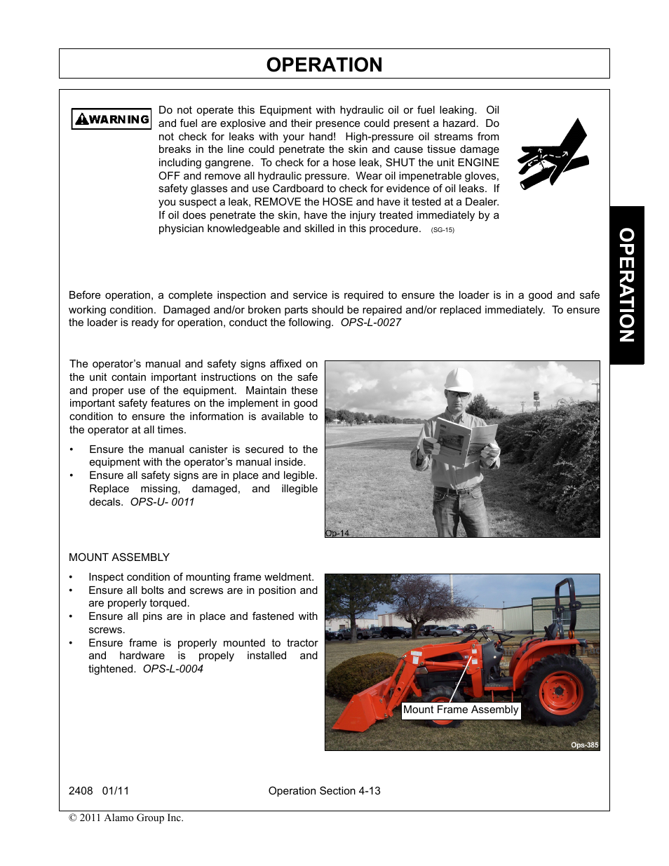 Operation, Opera t ion | Rhino Mounts 2408 User Manual | Page 59 / 106