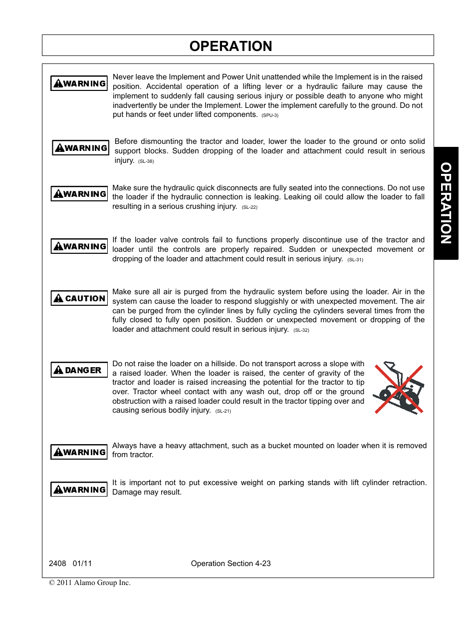 Operation, Opera t ion | Rhino Mounts 2408 User Manual | Page 69 / 106