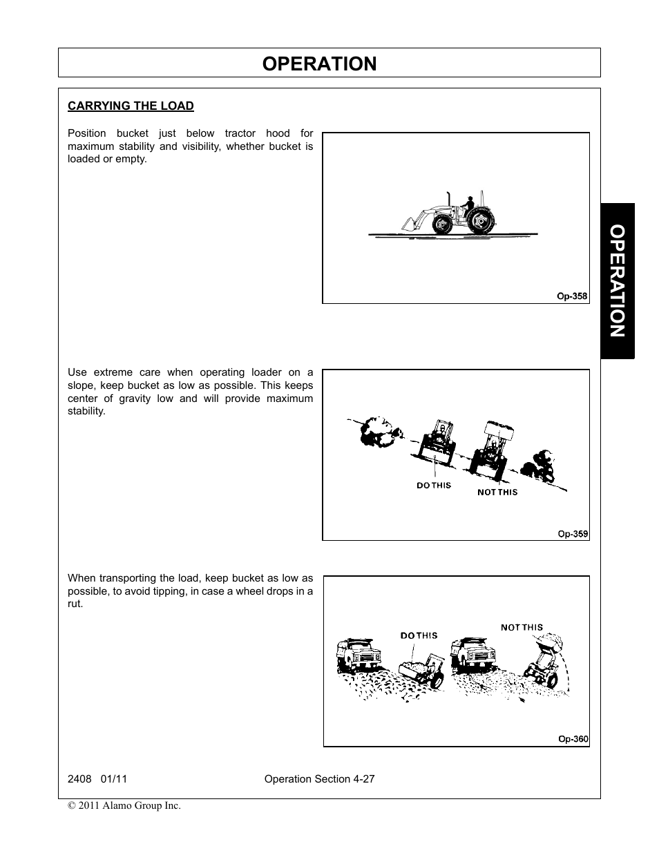 Carrying the load, Operation, Opera t ion | Rhino Mounts 2408 User Manual | Page 73 / 106