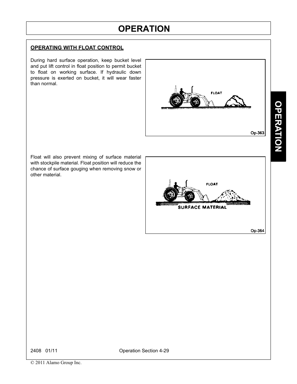 Operating with float control, Operation, Opera t ion | Rhino Mounts 2408 User Manual | Page 75 / 106