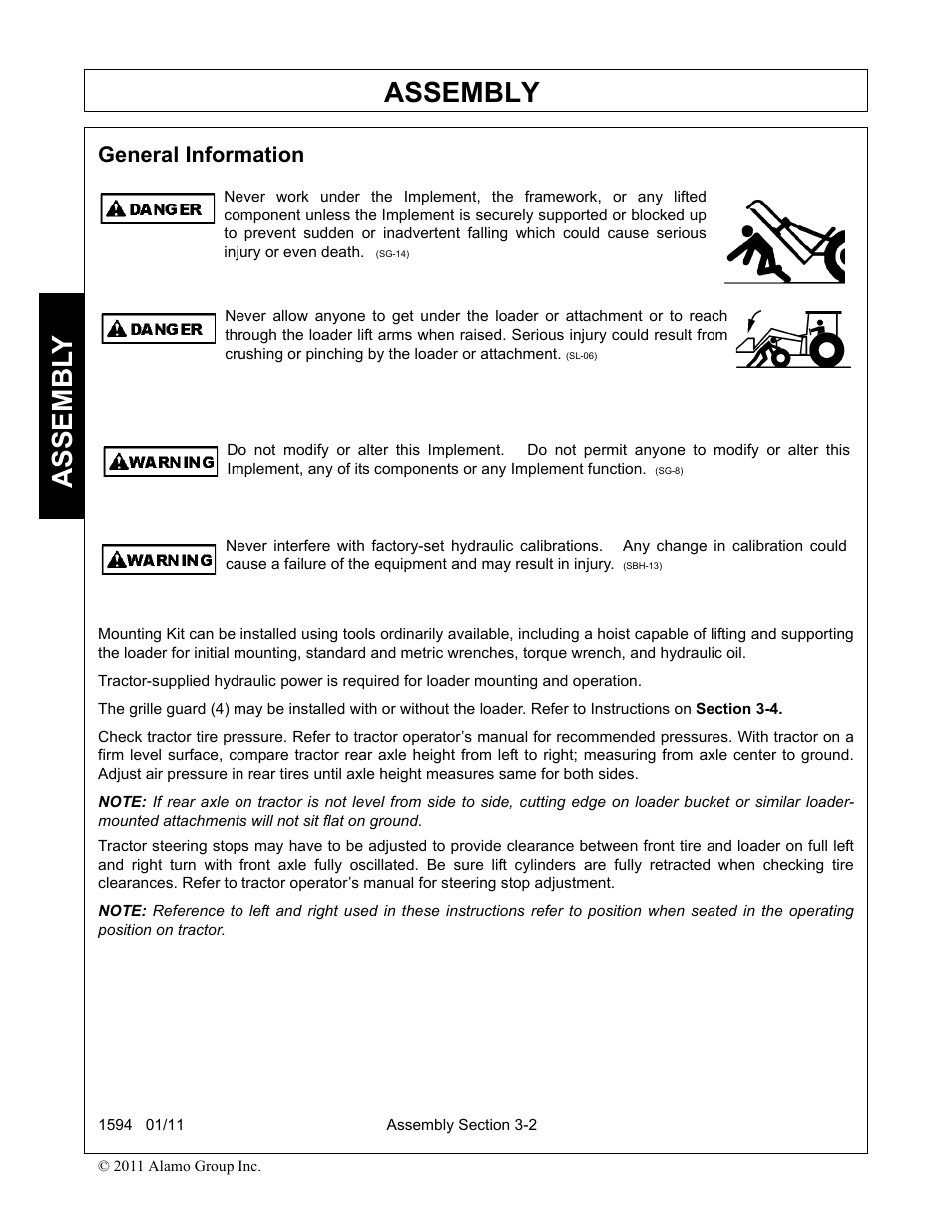 General information, General information -2, Assembly | Assembl y | Rhino Mounts 1594 User Manual | Page 36 / 102