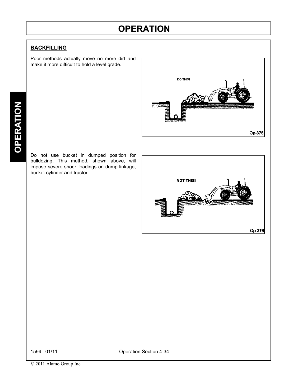Backfilling, Operation, Opera t ion | Rhino Mounts 1594 User Manual | Page 78 / 102