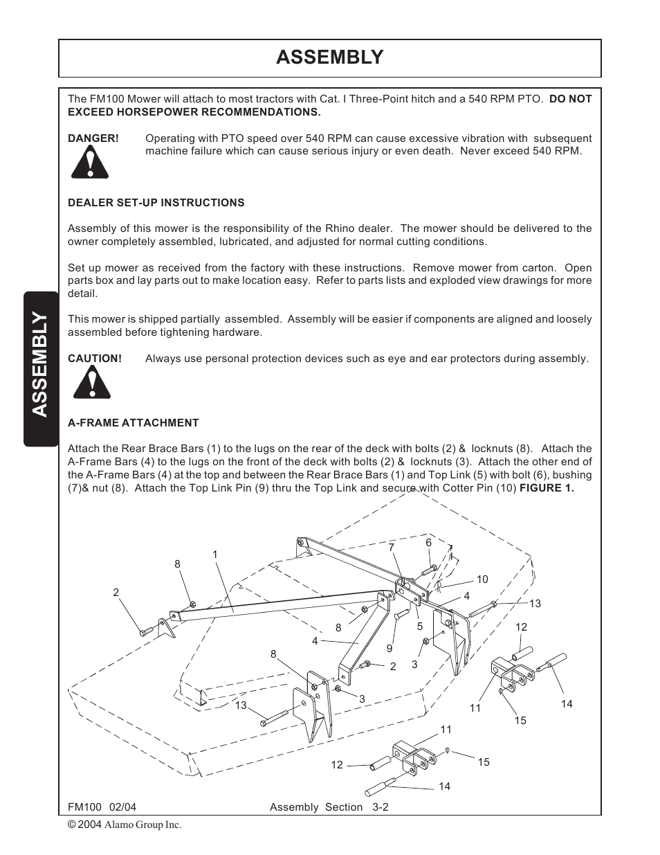 A-frame attachment -2 caster wheel attachments -3, Assembly assembl y | Rhino Mounts FM100 User Manual | Page 72 / 100