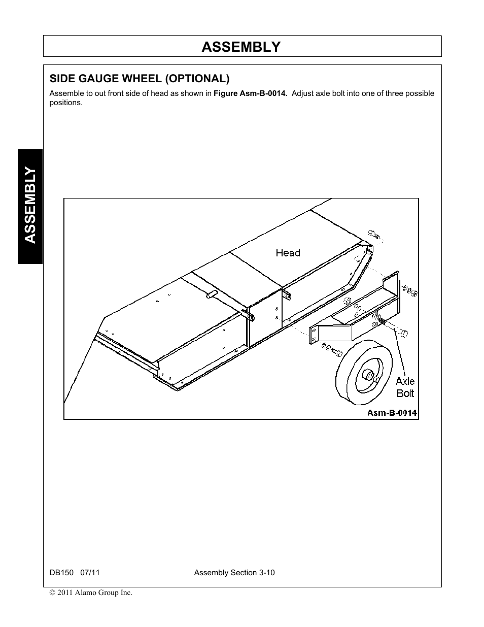 Side gauge wheel (optional), Side gauge wheel (optional) -10, Assembly | Assembl y | Rhino Mounts BOOM ARM MOWER DB150 User Manual | Page 106 / 196