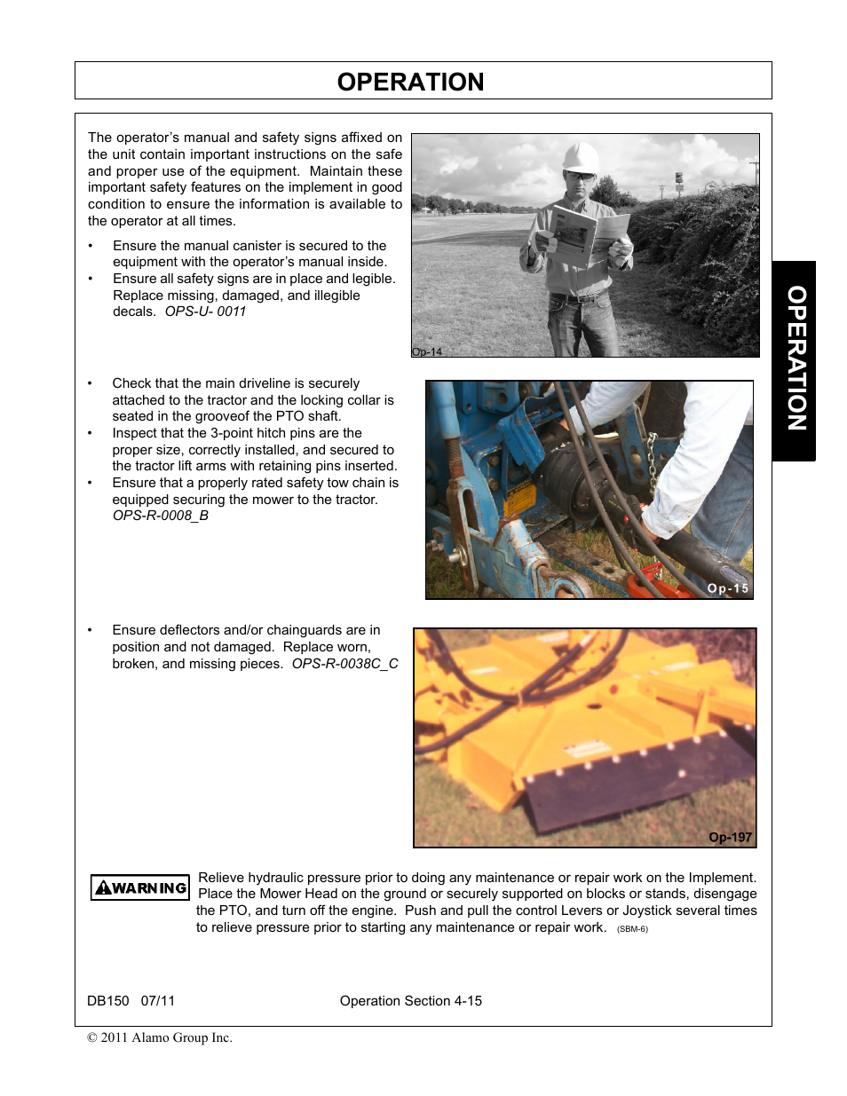 Operation, Opera t ion | Rhino Mounts BOOM ARM MOWER DB150 User Manual | Page 121 / 196