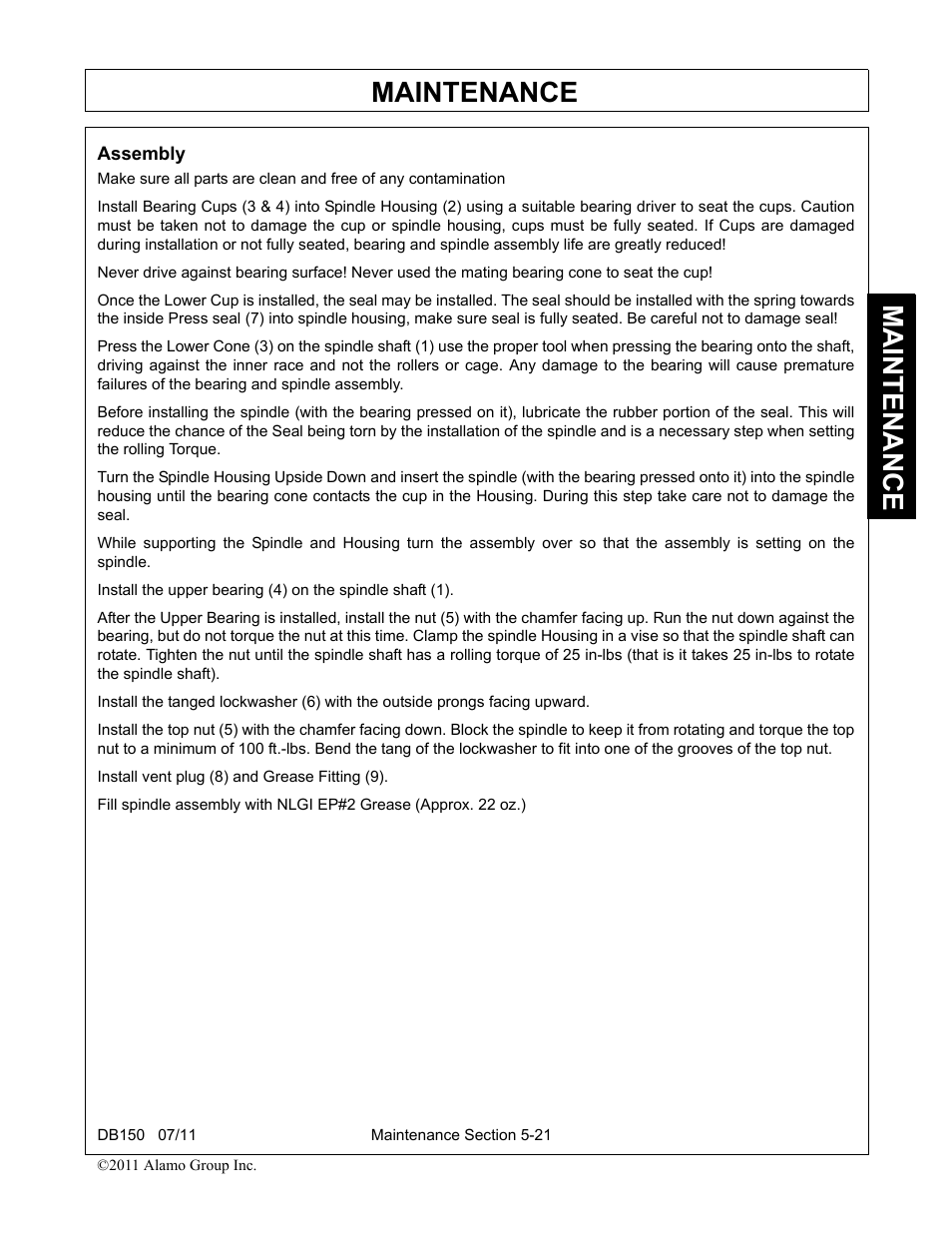Assembly, Assembly -21, Maintenance | Rhino Mounts BOOM ARM MOWER DB150 User Manual | Page 173 / 196
