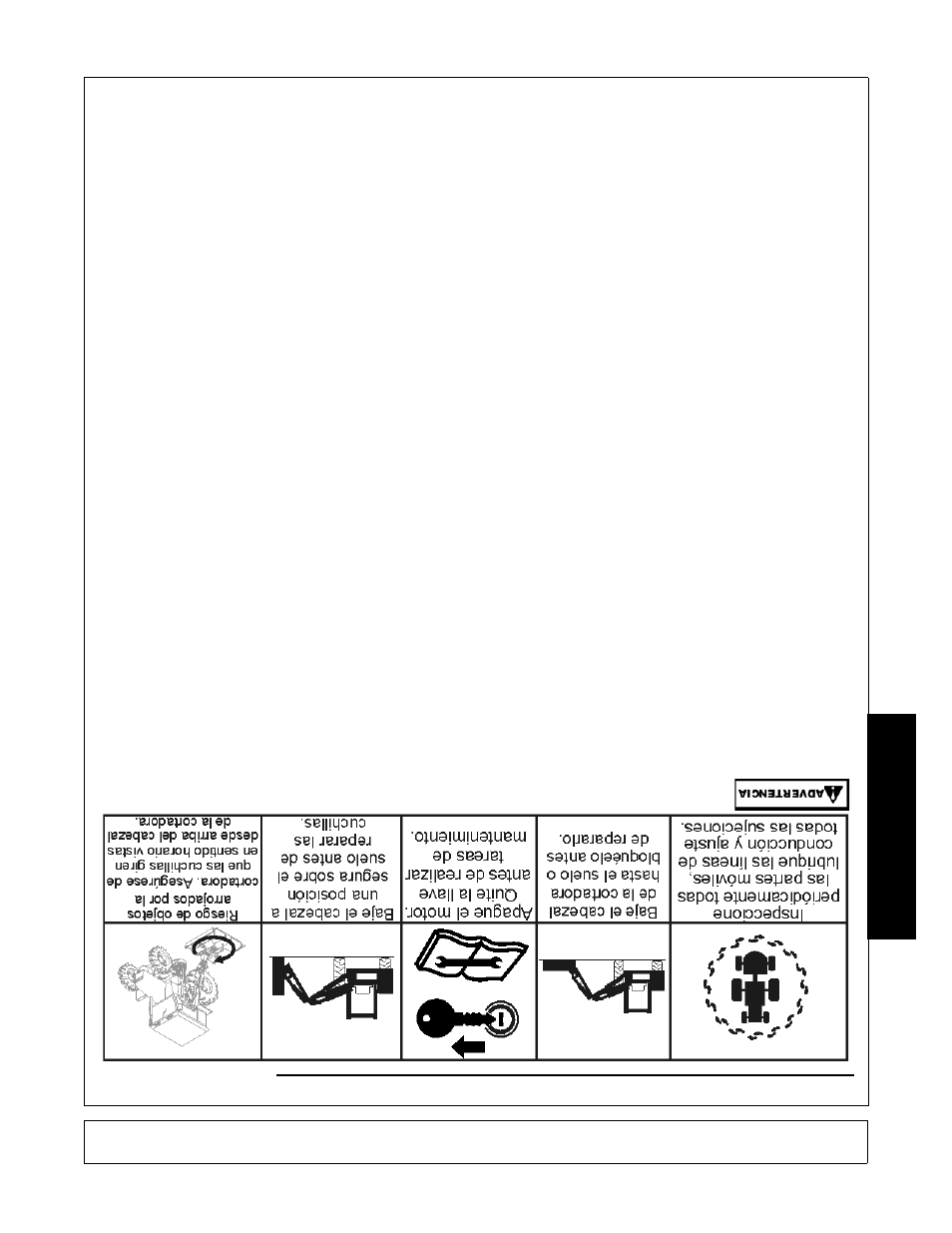 Seguridad, Riesgos con el mantenimient o del implemento | Rhino Mounts BOOM ARM MOWER DB150 User Manual | Page 177 / 196