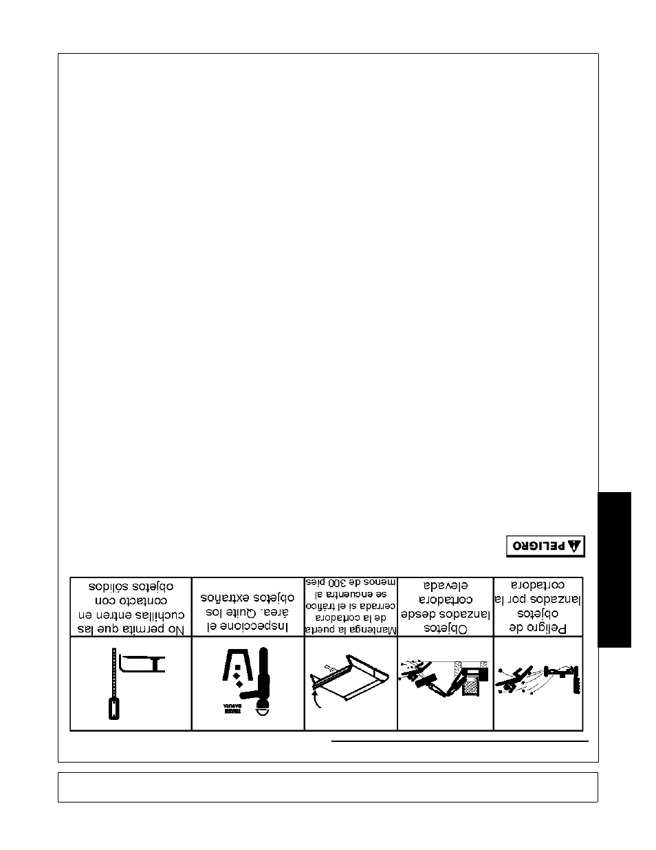 Seguridad, Riesgo de objectos lanzados | Rhino Mounts BOOM ARM MOWER DB150 User Manual | Page 185 / 196